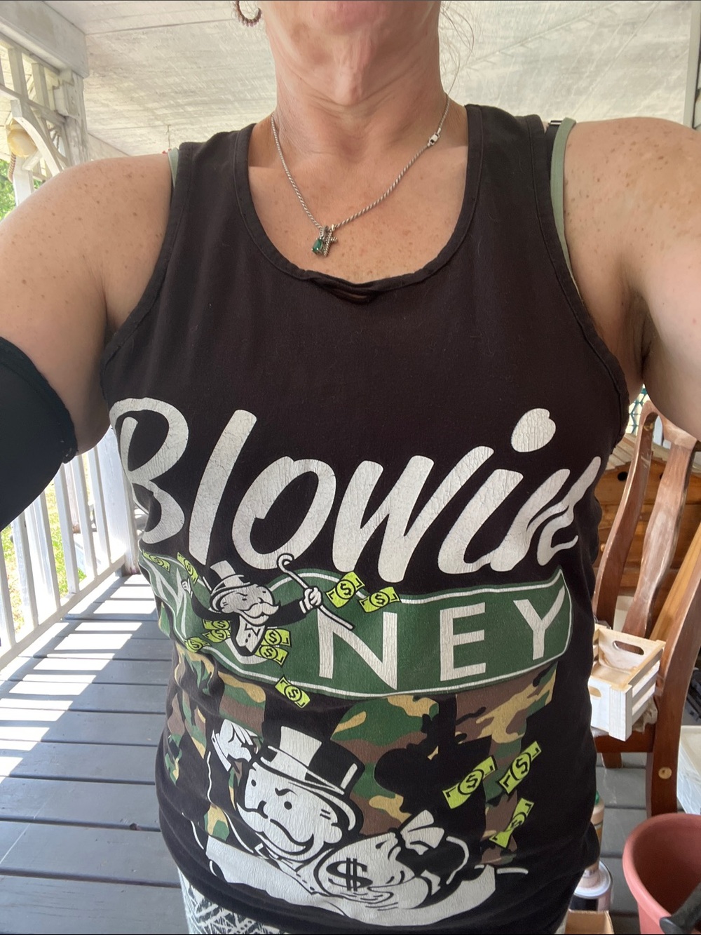 Women’s Black Graphic Tank Top with Money Print